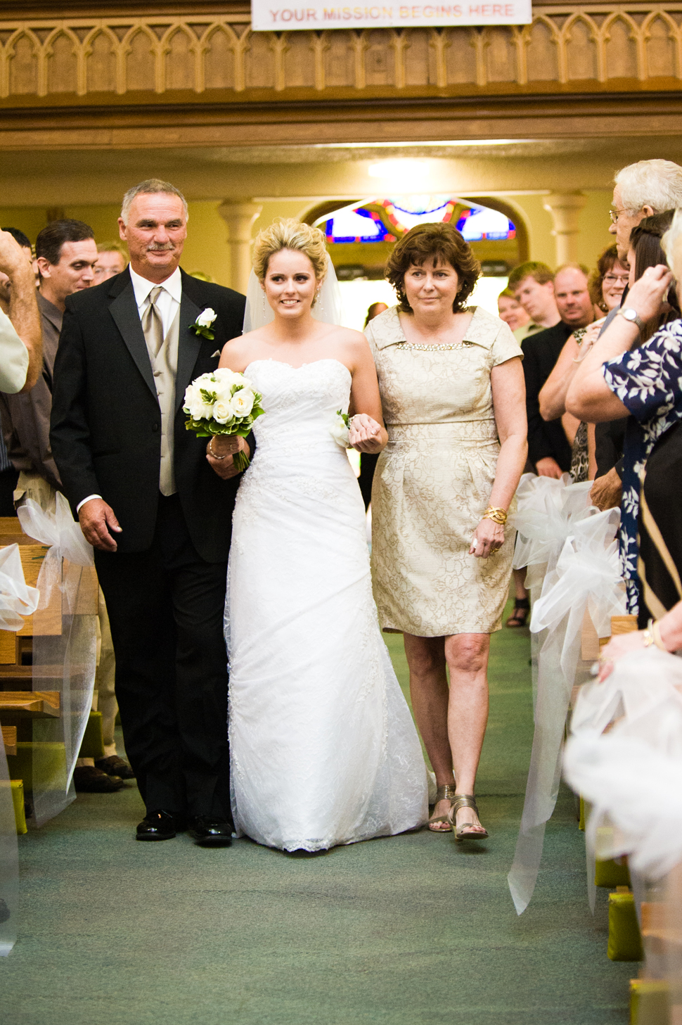 Parents walking the Bride down the aisle | Wedding Photographer Blenheim Ontario
