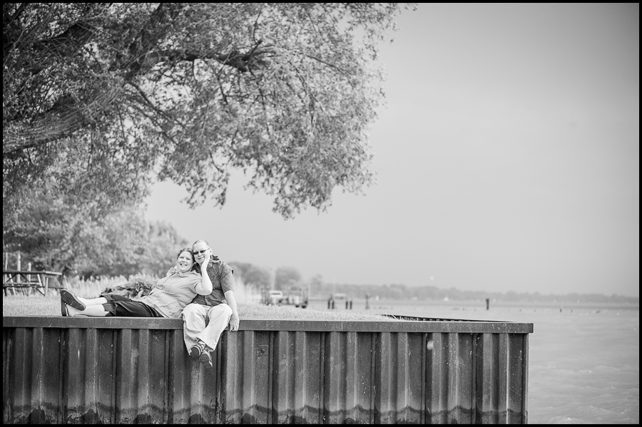Eric + Amy Engagement Session Having Fun St Clair River Black and white